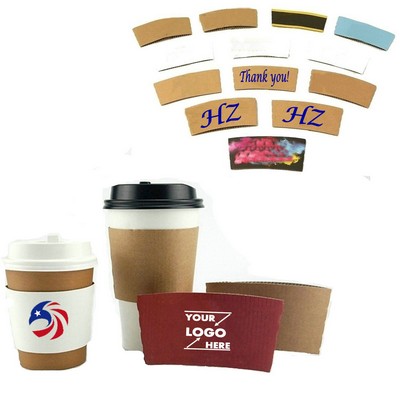 12 To 16oz Printed Craft Paper Coffee Cup Sleeves